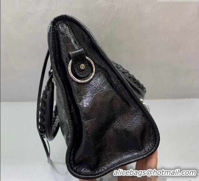 Buy Cheap Balenciaga Le City Small Bag in Arena Storico lambskin 49015 Black shiny silver hardware 2025