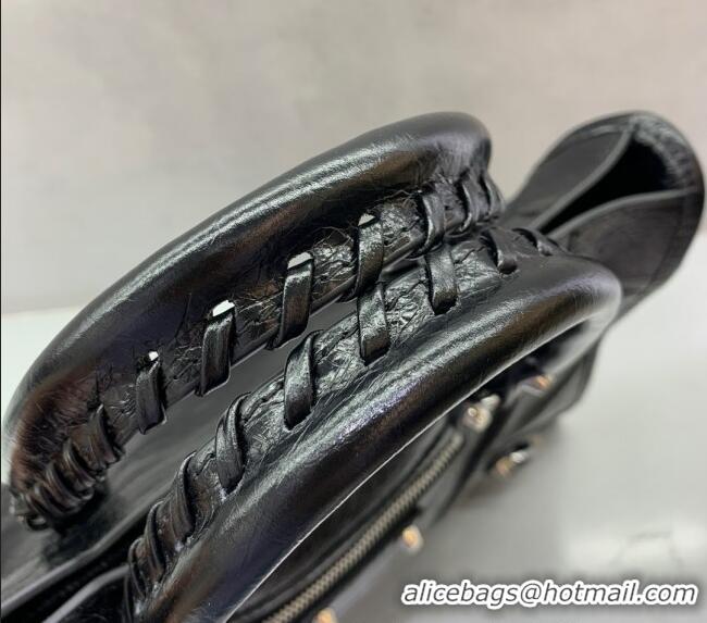 Buy Cheap Balenciaga Le City Small Bag in Arena Storico lambskin 49015 Black shiny silver hardware 2025