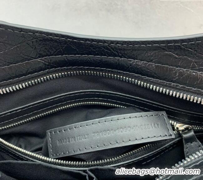 Buy Cheap Balenciaga Le City Small Bag in Arena Storico lambskin 49015 Black shiny silver hardware 2025