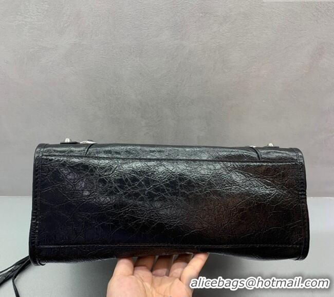 Buy Cheap Balenciaga Le City Small Bag in Arena Storico lambskin 49015 Black shiny silver hardware 2025