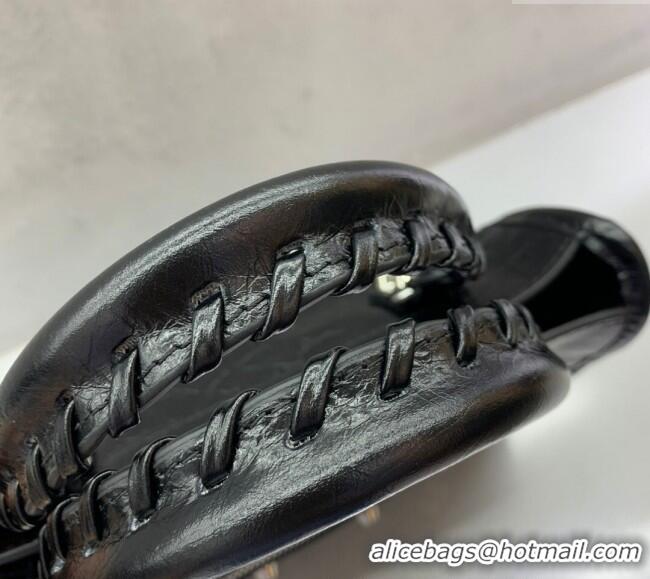 Low Cost Balenciaga Le City Mini Bag in Arena Storico lambskin 49016 Black shiny silver hardware 2025