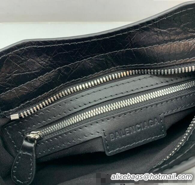 Low Cost Balenciaga Le City Mini Bag in Arena Storico lambskin 49016 Black shiny silver hardware 2025