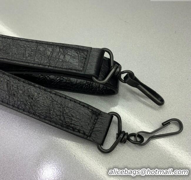 Free Shipping Balenciaga Le City Medium Bag in Arena Storico lambskin 49017 Black brass hardware 2025