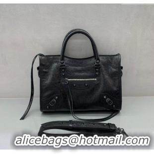 Super Quality Balenciaga Le City Small Bag in Arena Storico lambskin 49018 Black brass hardware 2025
