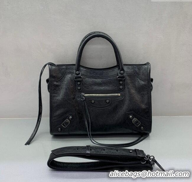 Super Quality Balenciaga Le City Small Bag in Arena Storico lambskin 49018 Black brass hardware 2025