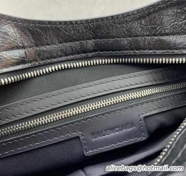 Super Quality Balenciaga Le City Small Bag in Arena Storico lambskin 49018 Black brass hardware 2025