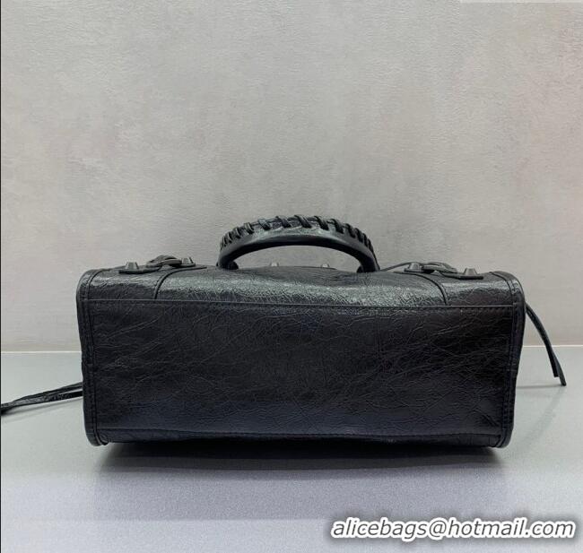 Super Quality Balenciaga Le City Small Bag in Arena Storico lambskin 49018 Black brass hardware 2025