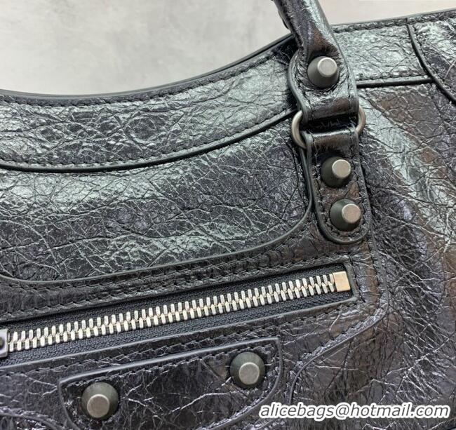 Super Quality Balenciaga Le City Small Bag in Arena Storico lambskin 49018 Black brass hardware 2025
