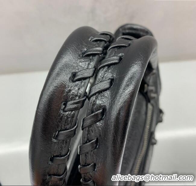 Free Shipping Balenciaga Le City Mini Bag in Arena Storico lambskin 49019 Black brass hardware 2025