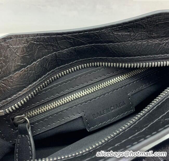 Free Shipping Balenciaga Le City Mini Bag in Arena Storico lambskin 49019 Black brass hardware 2025