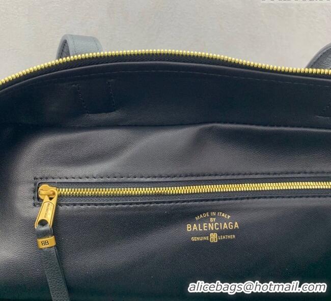 Grade Design Balenciaga Carrie Bowling Bag Medium in calfskin 26078 Black aged-gold hardware 2025