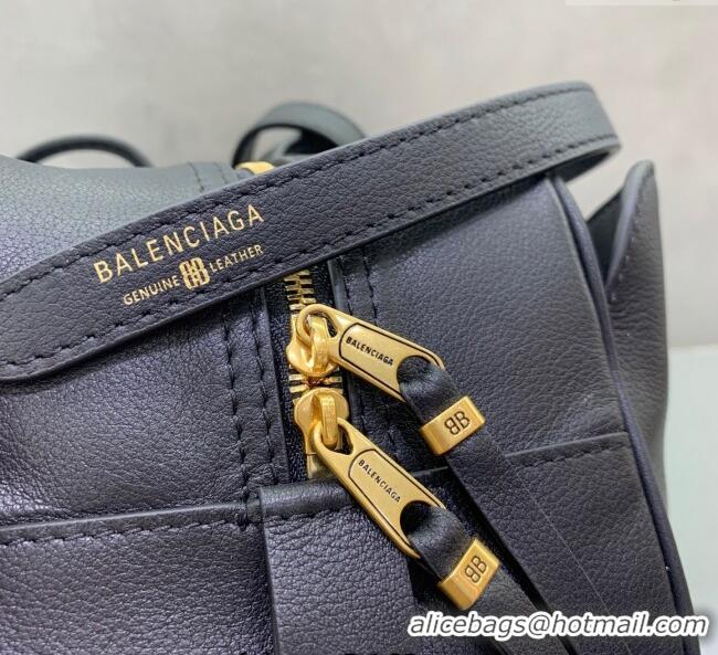 Low Cost Balenciaga Carrie Bowling Bag Small in Black calfskin 26079 aged-gold hardware 2025