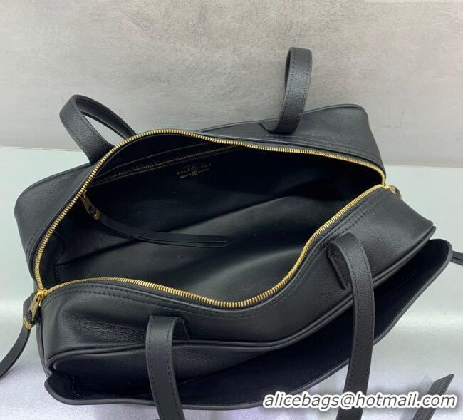 Low Cost Balenciaga Carrie Bowling Bag Small in Black calfskin 26079 aged-gold hardware 2025