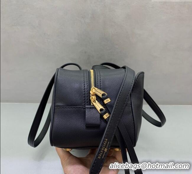 Low Cost Balenciaga Carrie Bowling Bag Small in Black calfskin 26079 aged-gold hardware 2025