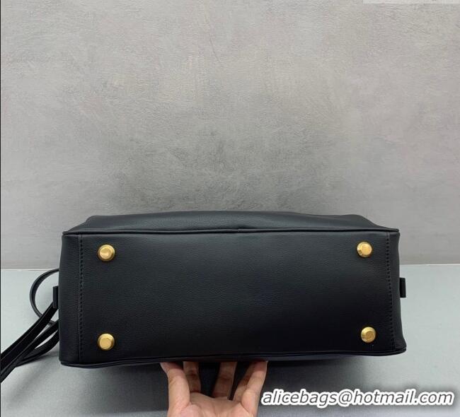 Low Cost Balenciaga Carrie Bowling Bag Small in Black calfskin 26079 aged-gold hardware 2025