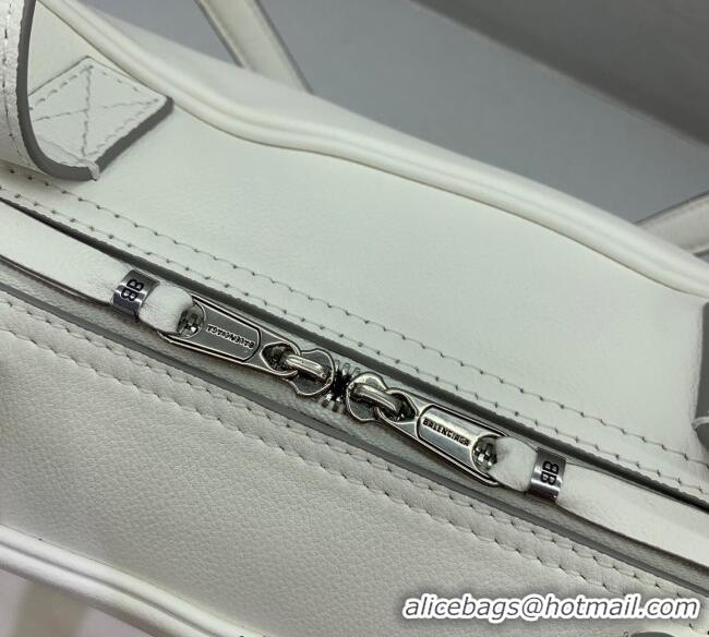 Grade Design Balenciaga Carrie Bowling Bag Small in calfskin 26079 White aged-silver hardware 2025