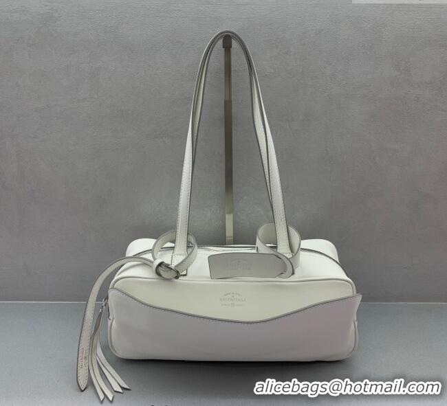 Grade Design Balenciaga Carrie Bowling Bag Small in calfskin 26079 White aged-silver hardware 2025