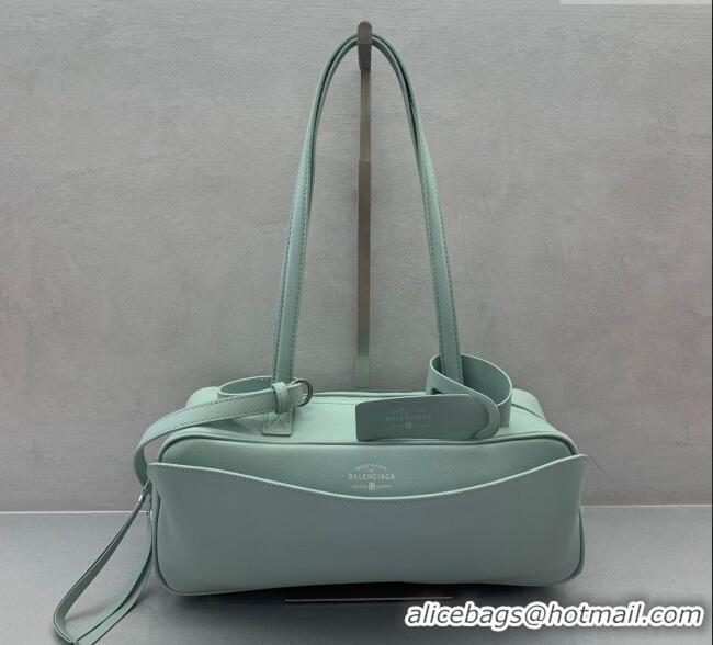 Promotional Balenciaga Carrie Bowling Bag Small in calfskin 26079 Green aged-silver hardware 2025