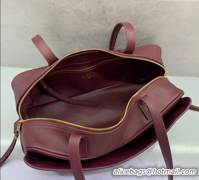 Top Quality Balenciaga Carrie Bowling Bag Small in calfskin 26079 Burgundy aged-gold hardware 2025