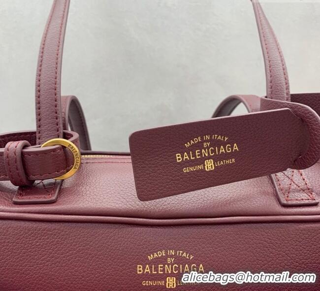 Top Quality Balenciaga Carrie Bowling Bag Small in calfskin 26079 Burgundy aged-gold hardware 2025