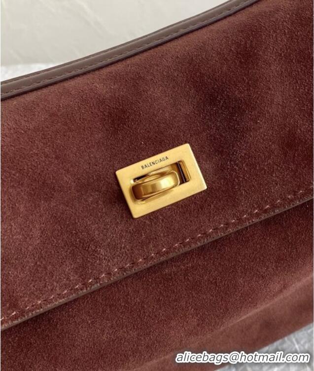 Grade Quality Balenciaga Rodeo Small Handbag in Suede and Leather 78972 Brown 2025