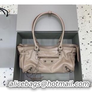 Top Grade Balenciaga Le City Bag East West in Lambskin Leather 0926 Sesame Beige 2025