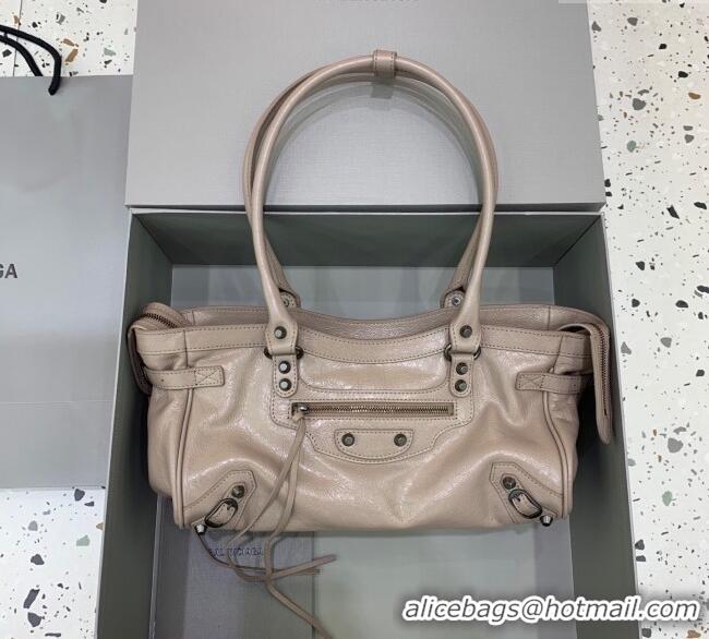 Top Grade Balenciaga Le City Bag East West in Lambskin Leather 0926 Sesame Beige 2025