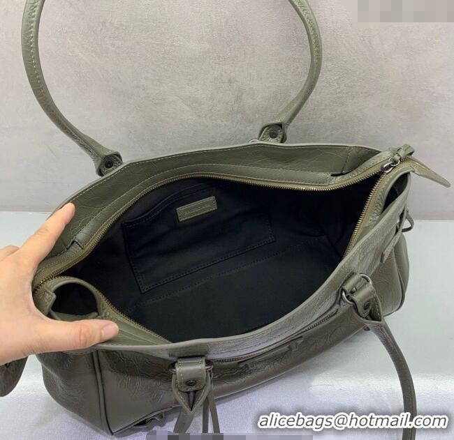 Most Popular Balenciaga Le City Bag East West in Lambskin Leather 0926 Army Green 2025