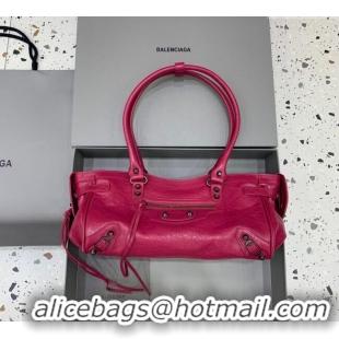 Pretty Style Balenciaga Le City Bag East West in Lambskin Leather 0926 Framboise Red 2025
