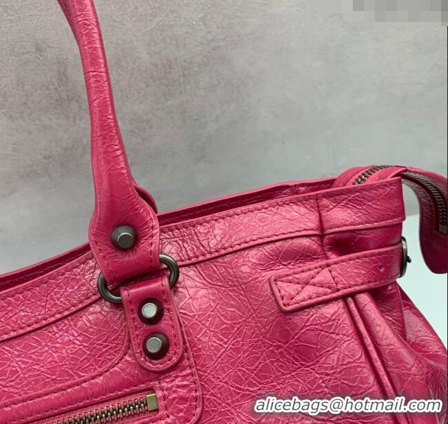 Pretty Style Balenciaga Le City Bag East West in Lambskin Leather 0926 Framboise Red 2025
