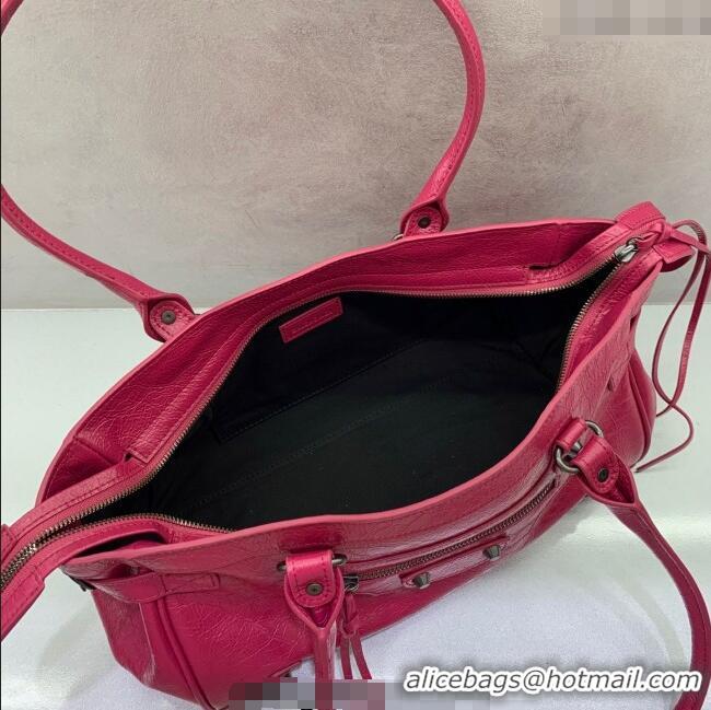 Pretty Style Balenciaga Le City Bag East West in Lambskin Leather 0926 Framboise Red 2025