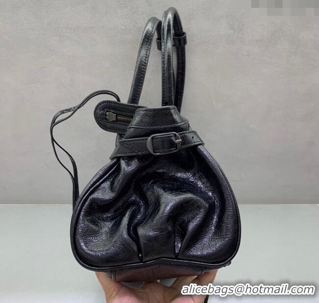 Luxury Cheap Balenciaga Le City Bag East West in Lambskin Leather 0926 Black 2025
