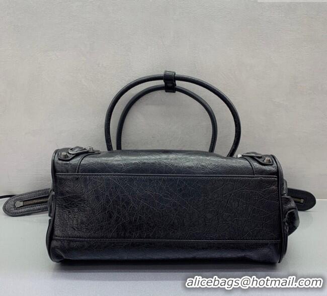 Luxury Cheap Balenciaga Le City Bag East West in Lambskin Leather 0926 Black 2025