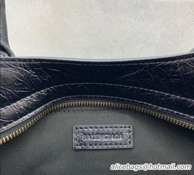 Luxury Cheap Balenciaga Le City Bag East West in Lambskin Leather 0926 Black 2025