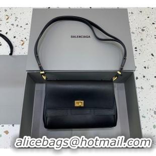 Famous Brand Balenciaga Bel Air Flap Bag XS in smooth calfskin 0926 Black/Aged Gold 2025