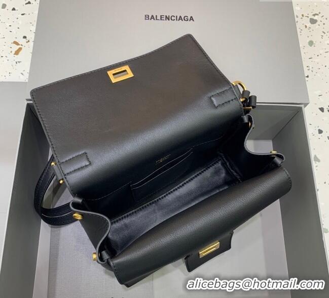 Famous Brand Balenciaga Bel Air Flap Bag XS in smooth calfskin 0926 Black/Aged Gold 2025