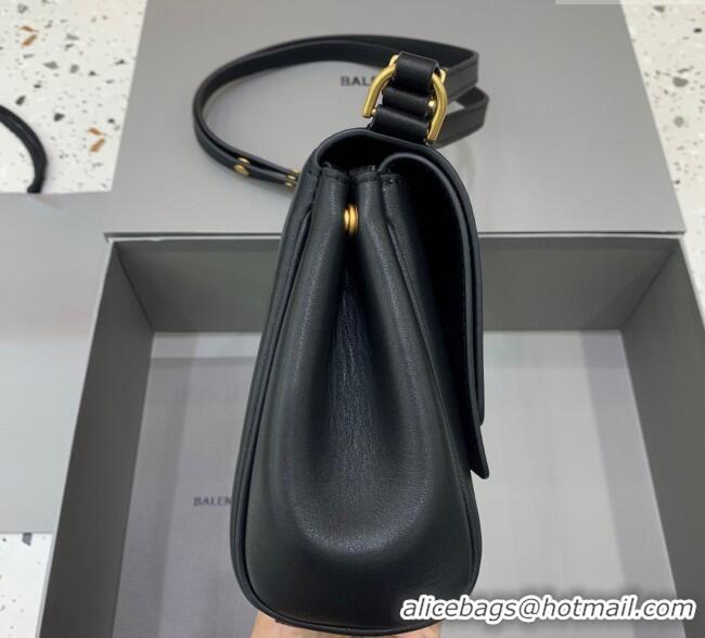 Famous Brand Balenciaga Bel Air Flap Bag XS in smooth calfskin 0926 Black/Aged Gold 2025