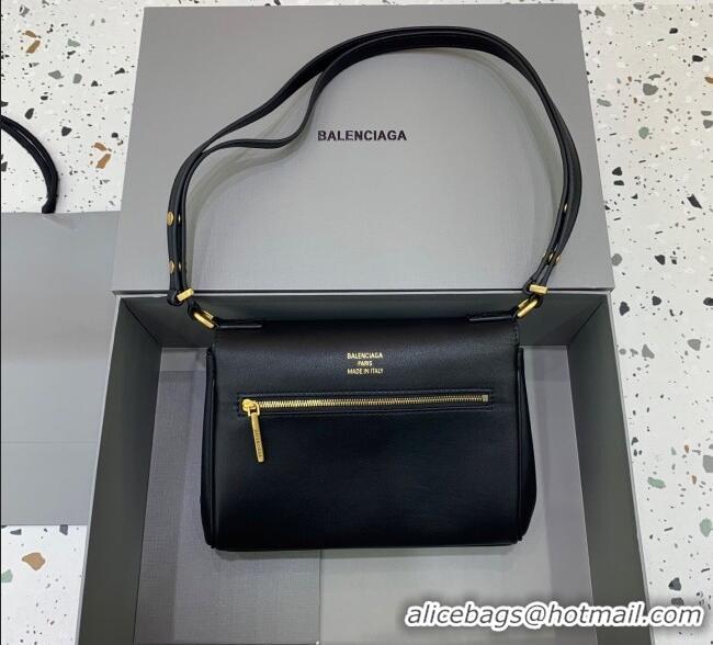 Famous Brand Balenciaga Bel Air Flap Bag XS in smooth calfskin 0926 Black/Aged Gold 2025