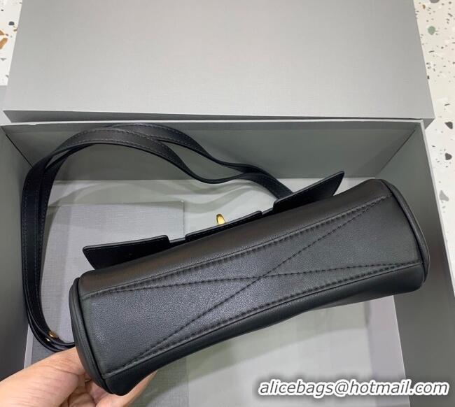 Famous Brand Balenciaga Bel Air Flap Bag XS in smooth calfskin 0926 Black/Aged Gold 2025