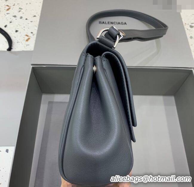 Market Sells Balenciaga Bel Air Flap Bag XS in smooth calfskin 0926 Grey/Aged Silver 2025