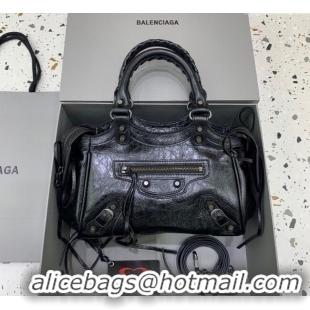 Well Crafted Balenciaga Le City Top Handle Bowling Bag in Lambskin Leather 0926 Black 2025