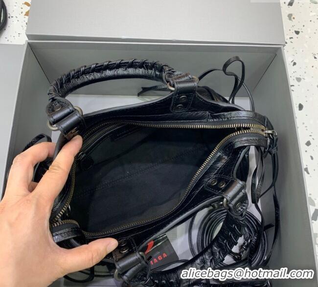 Well Crafted Balenciaga Le City Top Handle Bowling Bag in Lambskin Leather 0926 Black 2025