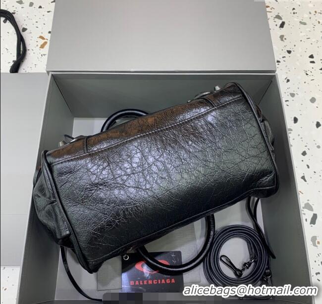 Well Crafted Balenciaga Le City Top Handle Bowling Bag in Lambskin Leather 0926 Black 2025