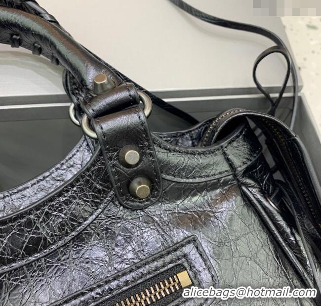 Well Crafted Balenciaga Le City Top Handle Bowling Bag in Lambskin Leather 0926 Black 2025