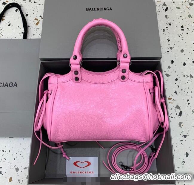 Best Price Balenciaga Le City Top Handle Bowling Bag in Lambskin Leather 0926 Pink 2025