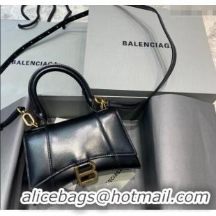 Buy Fashionable Balenciaga Hourglass Mini Top Handle Bag in Smooth Calfskin 26078 Black/Gold 2025