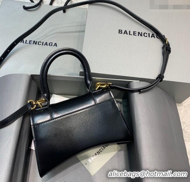 Buy Fashionable Balenciaga Hourglass Mini Top Handle Bag in Smooth Calfskin 26078 Black/Gold 2025
