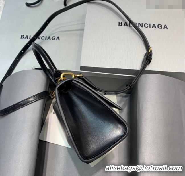 Buy Fashionable Balenciaga Hourglass Mini Top Handle Bag in Smooth Calfskin 26078 Black/Gold 2025