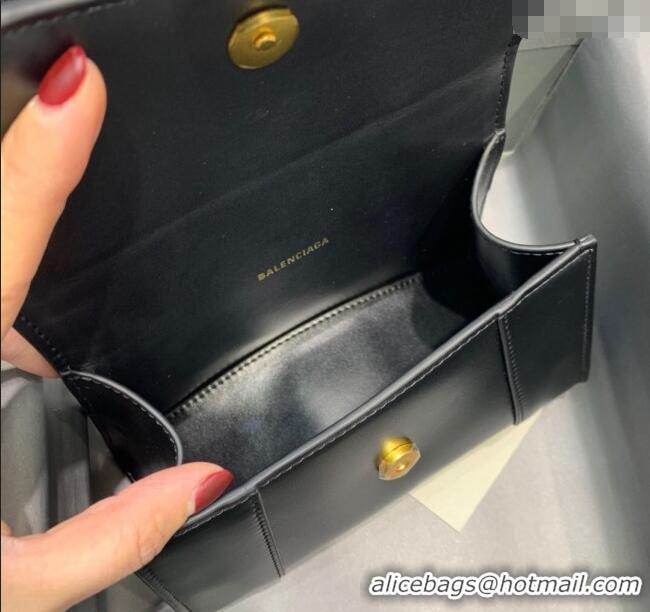 Buy Fashionable Balenciaga Hourglass Mini Top Handle Bag in Smooth Calfskin 26078 Black/Gold 2025