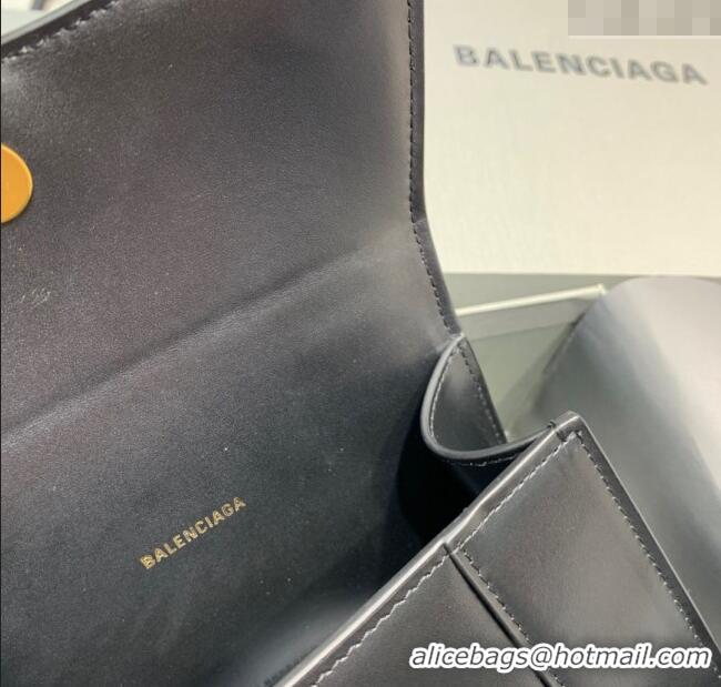 Buy Fashionable Balenciaga Hourglass Mini Top Handle Bag in Smooth Calfskin 26078 Black/Gold 2025